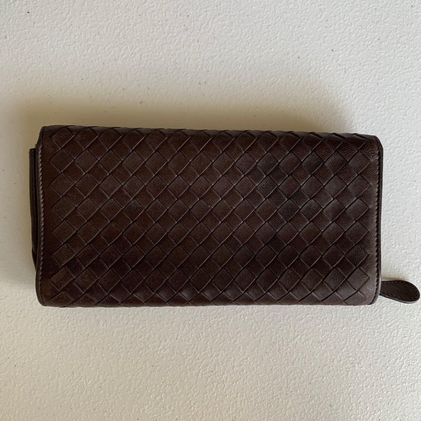Bottega veneta brown intrecciata long leather wallet authentic with COA 7.5x4.2