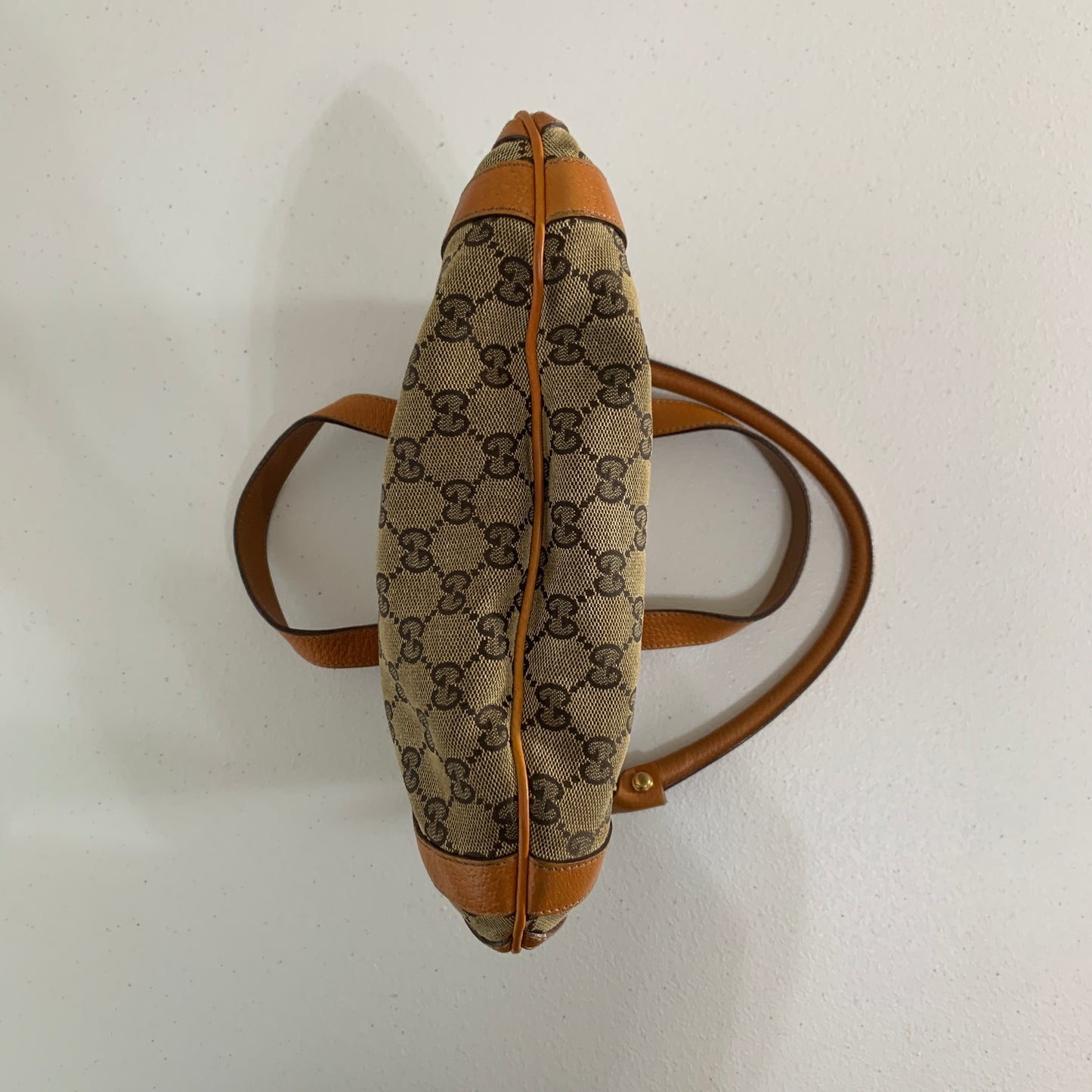 Gucci monogram canvas and orange leather shoulder bag Handbag authentic with CO