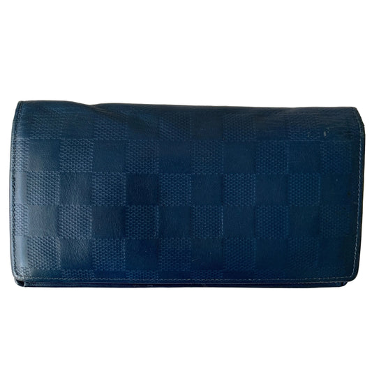 Louis Vuitton damier Blue leather brazza wallet CA0134 authentic with COA 3.8x