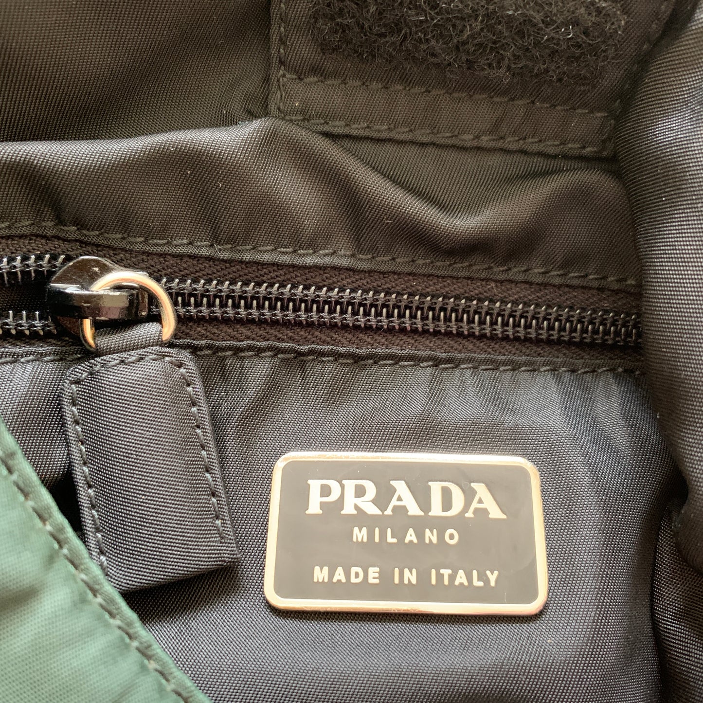 Prada green nylon triangle logo shoulder bag authentic with COA 11.2x9.2x4.5