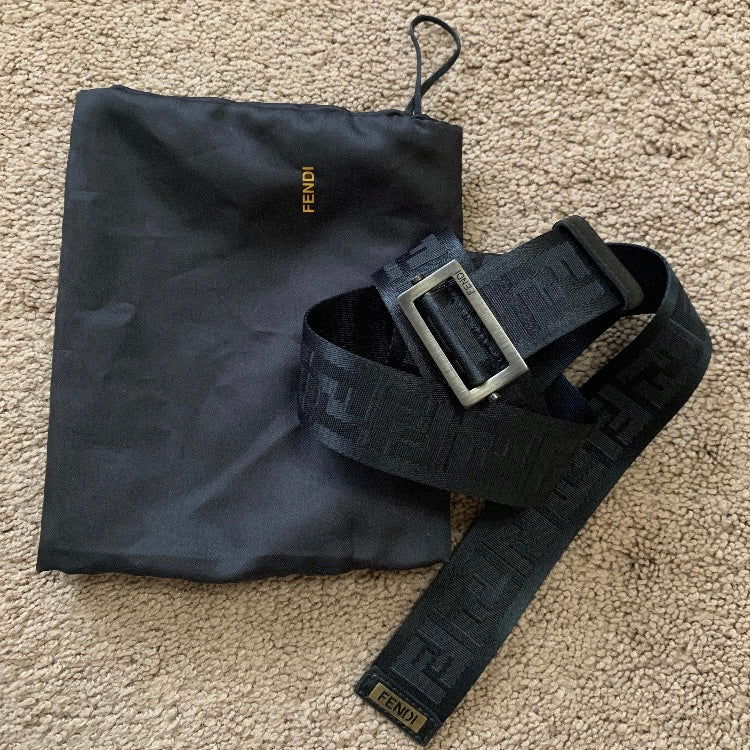 Authentic Fendi unisex FF monogram black belt
