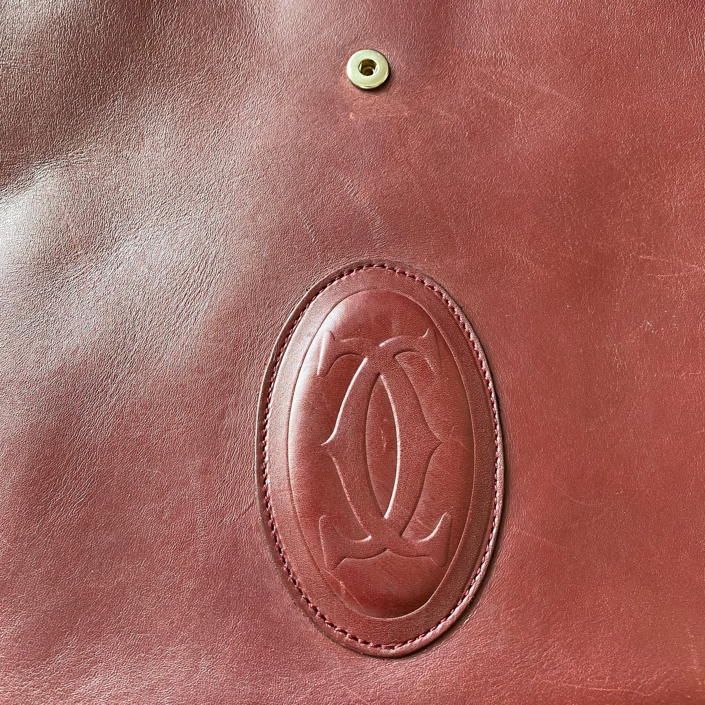 Cartier burgundy leather shoulder crossbody bag Authentic with coa 9.7x12x3.5