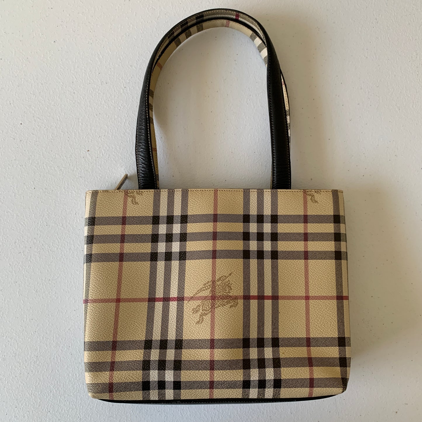 Burberry check canvas and leather tote bag authentic with COA