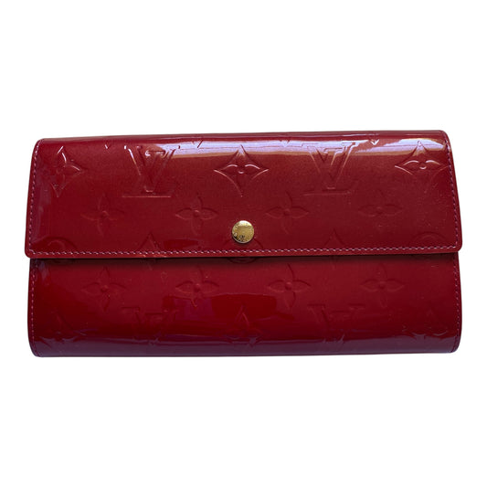 Louis Vuitton red monogram vernis long wallet IR0123 Authentic with COA box dusty