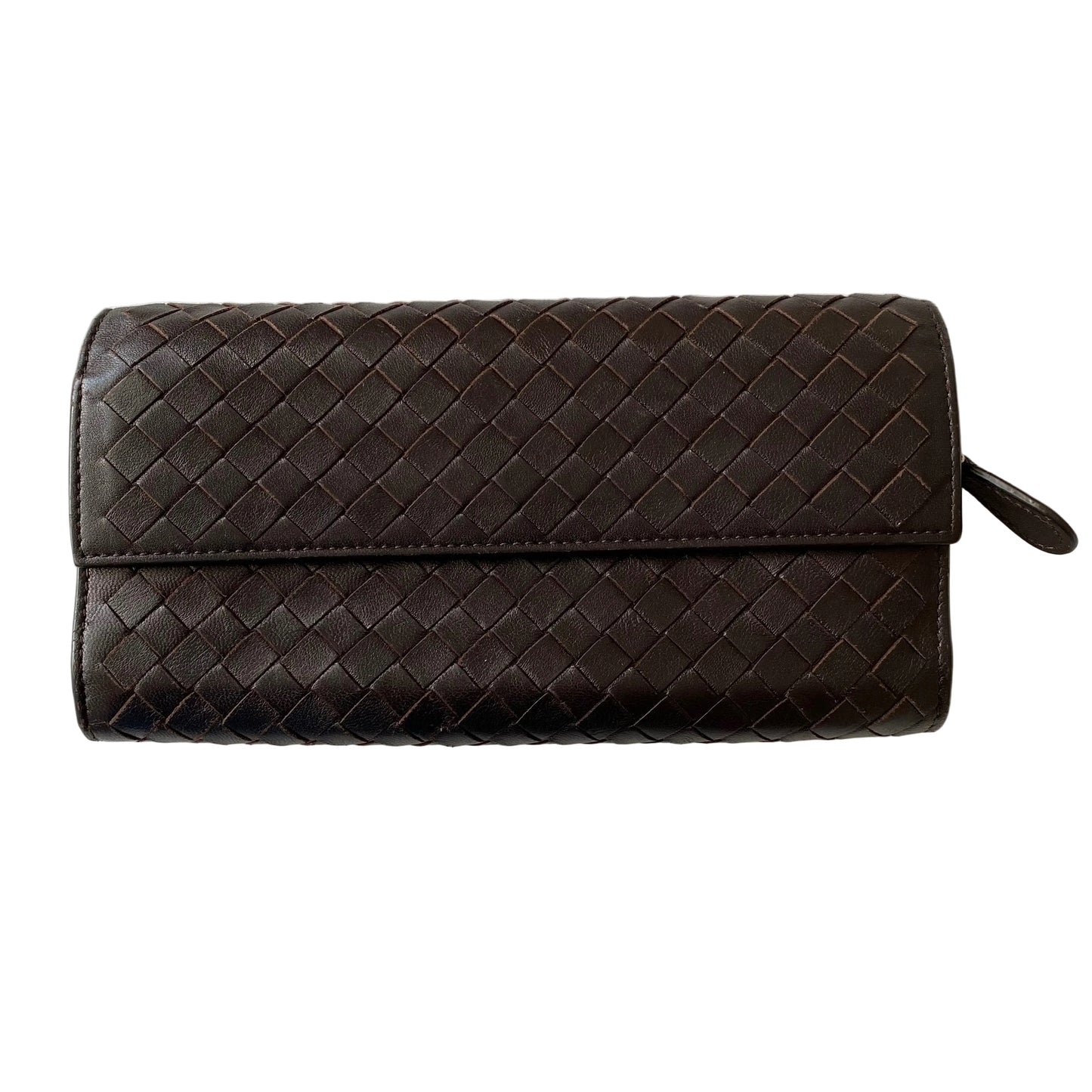 Bottega Veneta intrecciata brown leather long wallet BO5621459I Authentic with coa