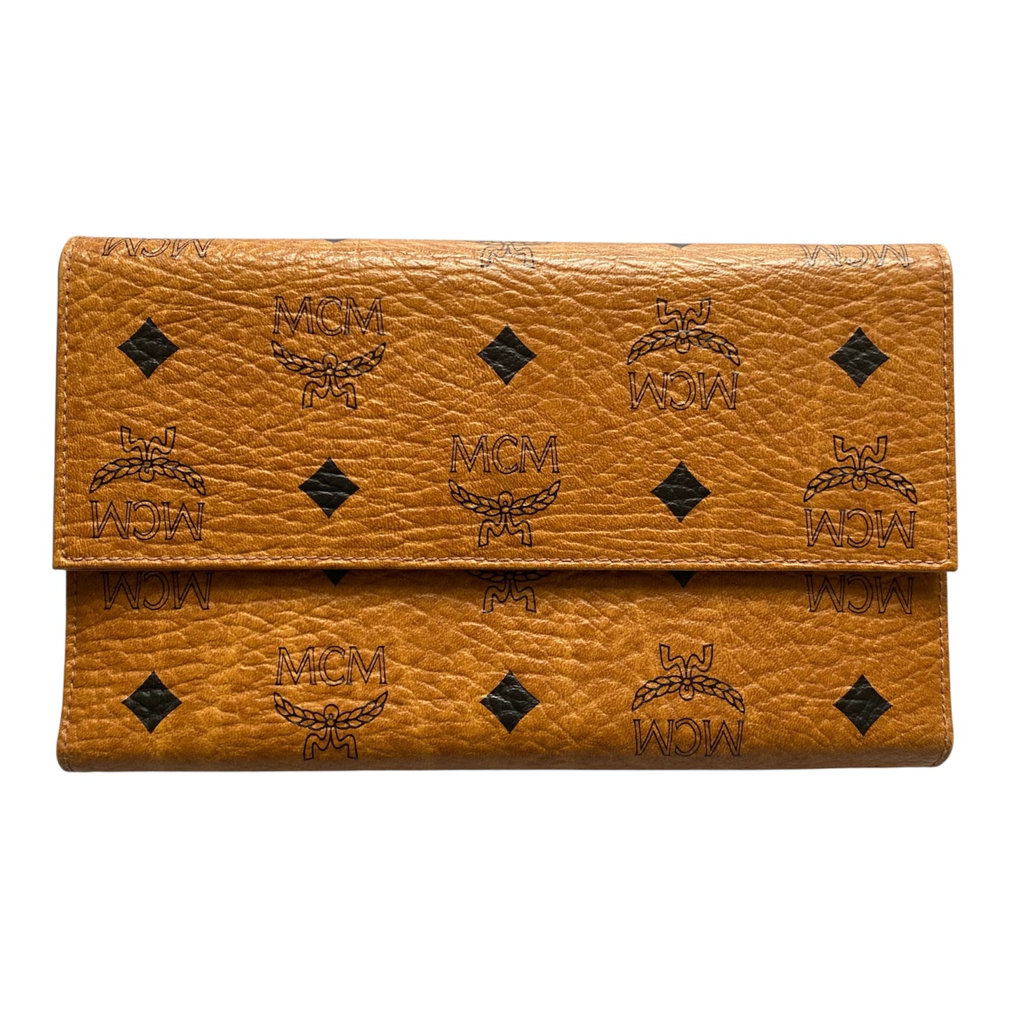 MCM logo cognac long wallet Authentic with COA
