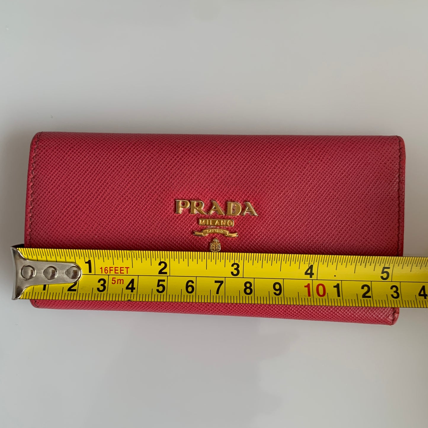 Prada saffiano leather Pink 6 key holder Authentic with COA