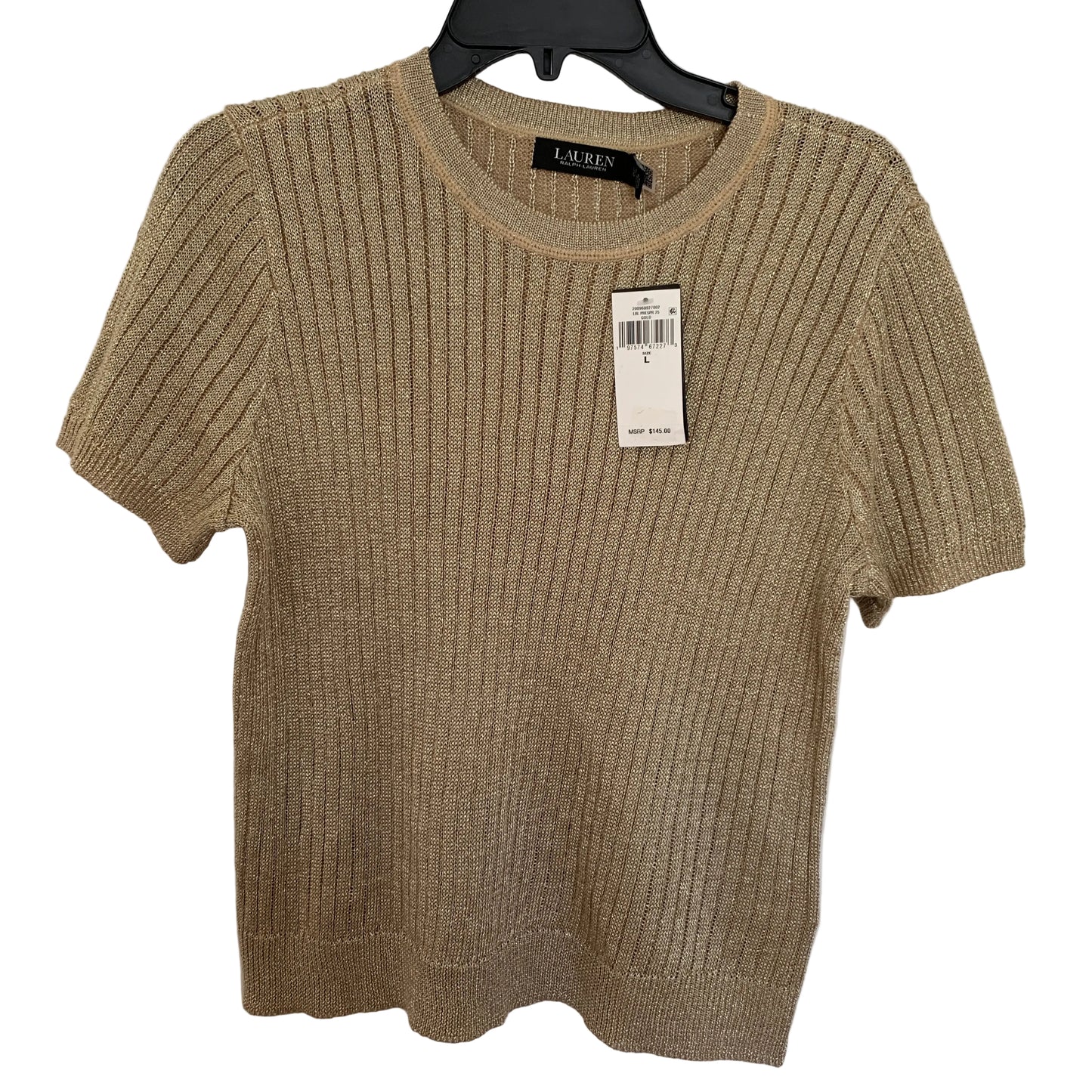 Lauren Ralph Lauren NWT gold crew neck short sleeve sweater shirt size large