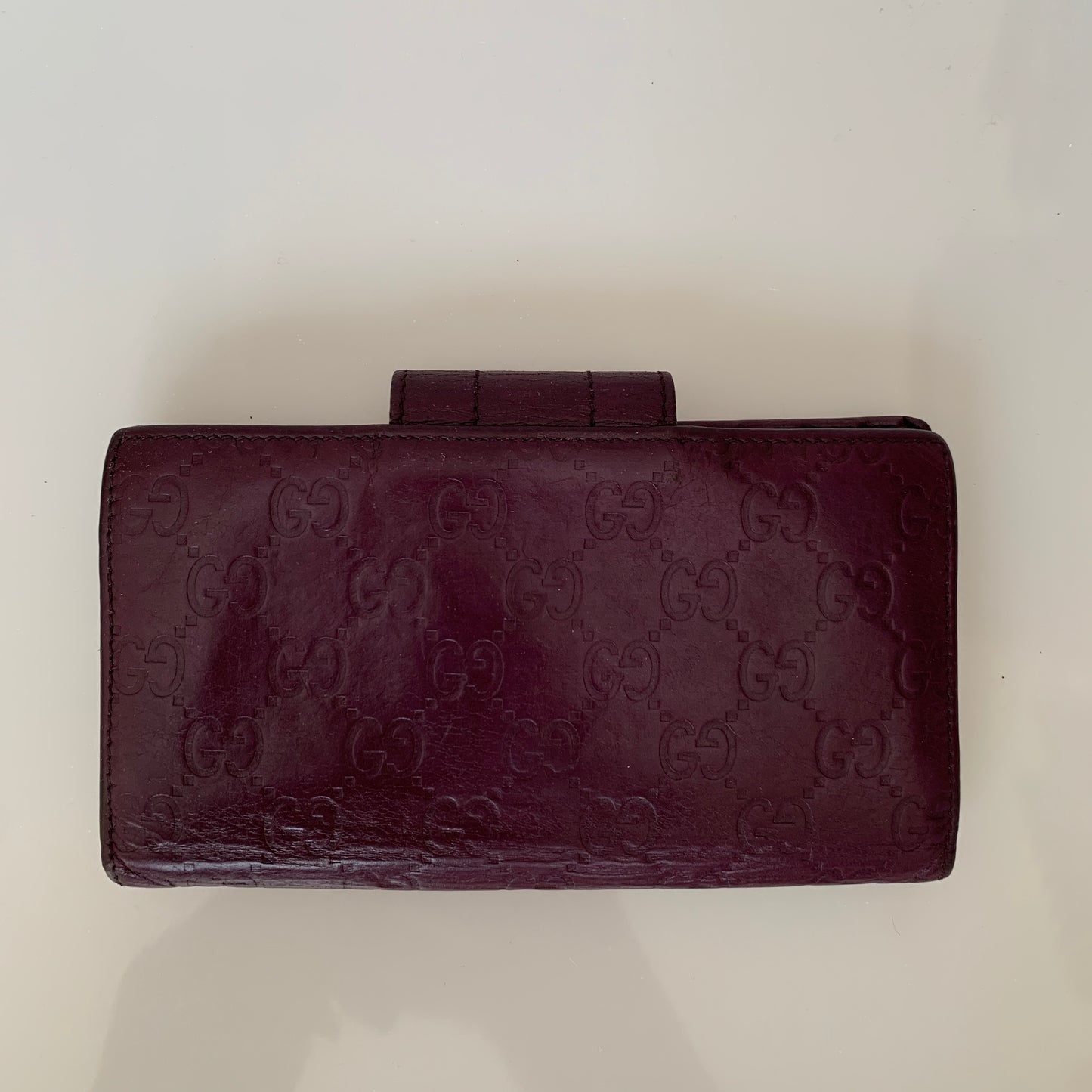 Gucci Women’s monogram guccissima purple leather wallet long authentic with COA