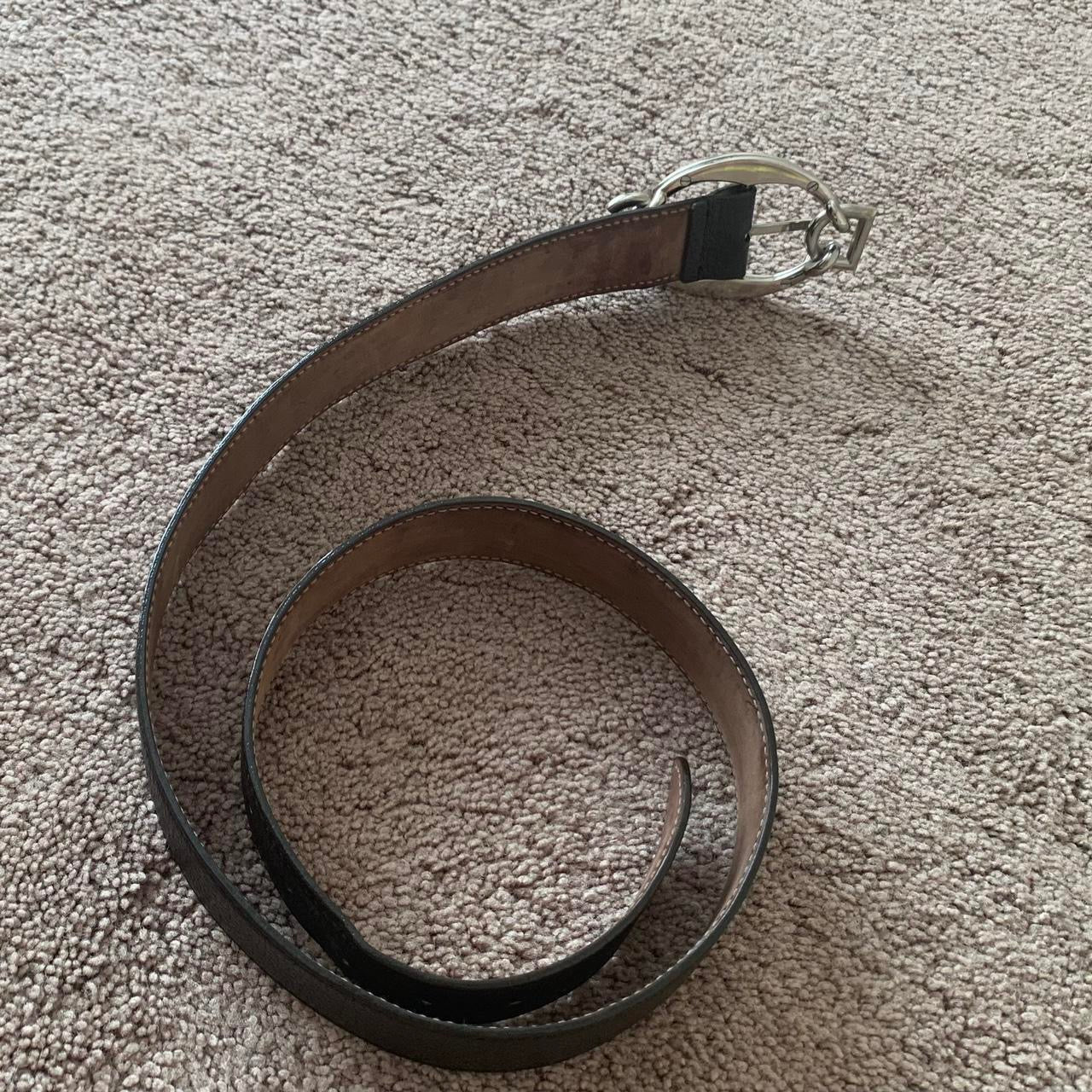 Authentic Dolce & Gabbana first line unisex vintage pre owned dark brown leather DG logo belt size 95cm/38”