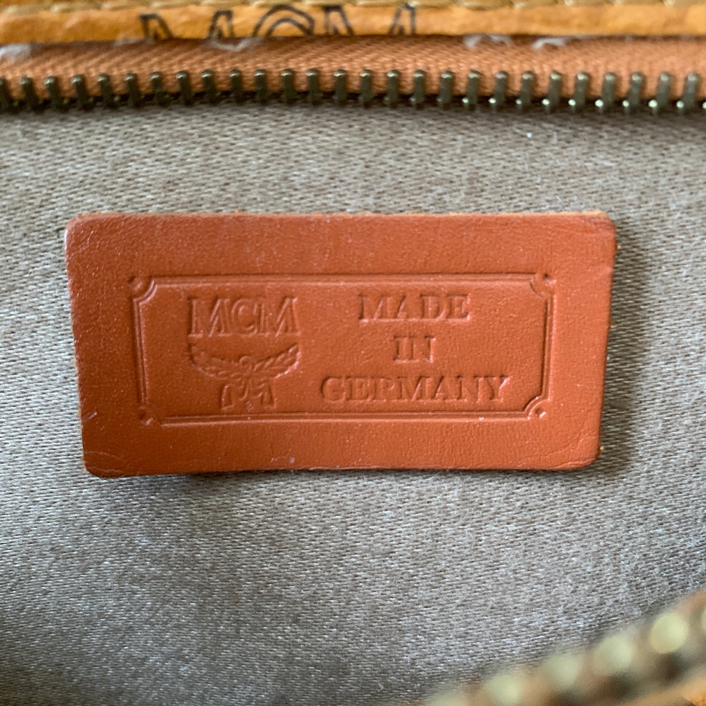 MCM cognac shoulder tote bag authentic with COA