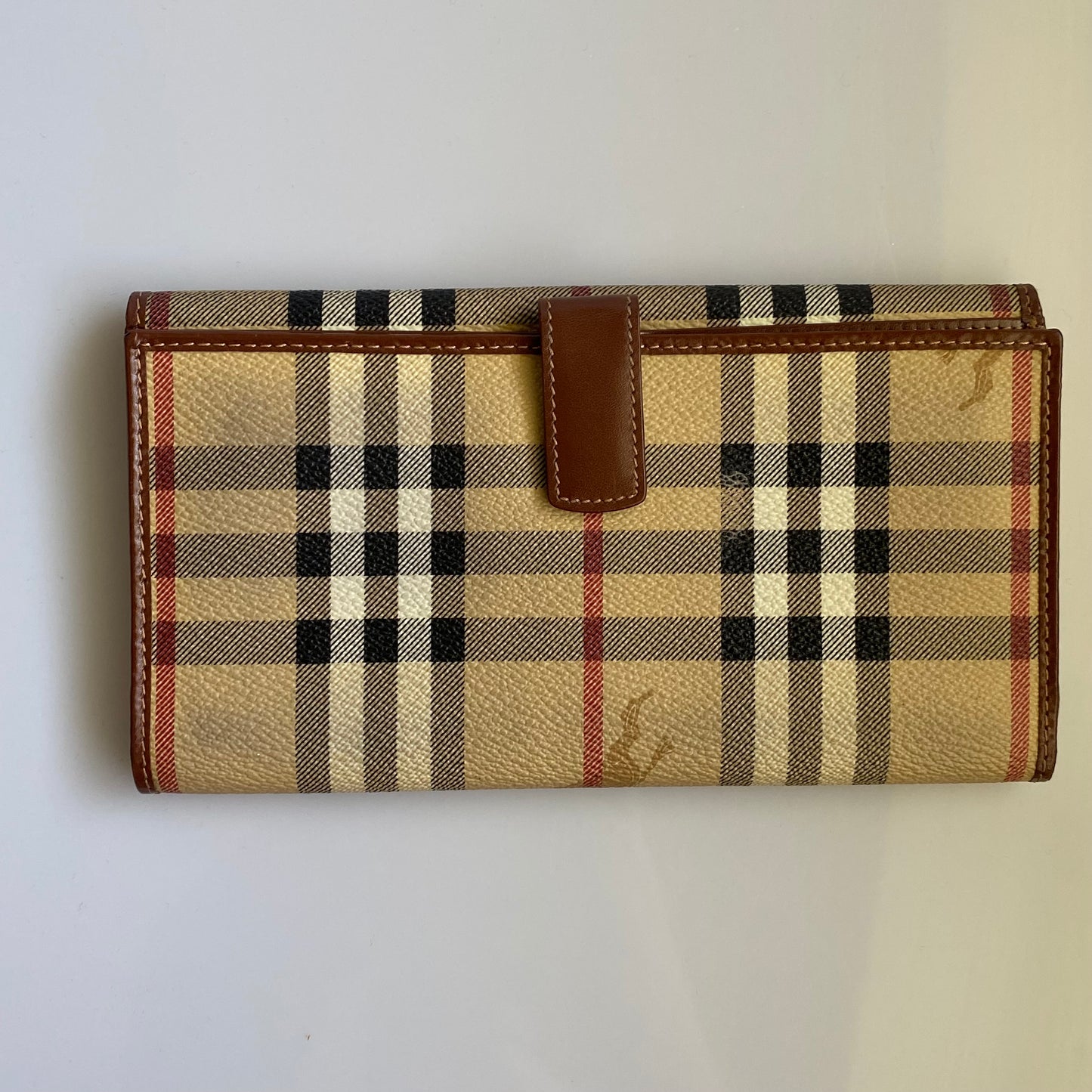 Burberry haymarket check long wallet authentic with coa