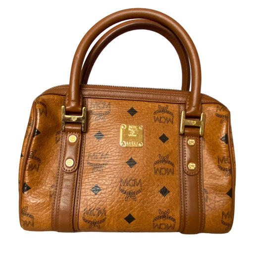 MCM cognac small Boston bag Authentic with COA 9.1x7x4