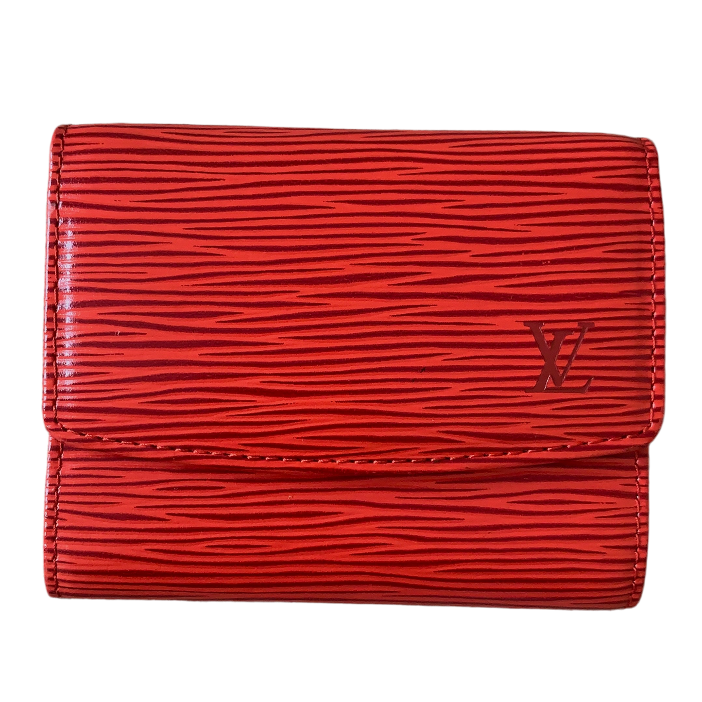 Authentic Louis Vuitton unisex Epi red leather card holder wallet