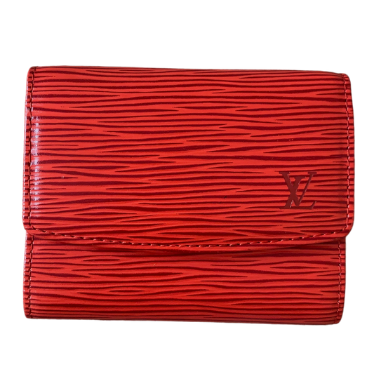 Authentic Louis Vuitton unisex Epi red leather card holder wallet