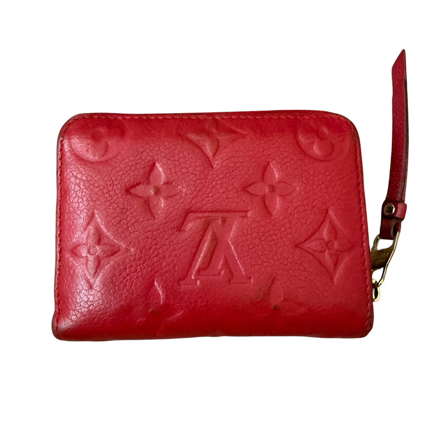 Louis Vuitton red zipper pouch TS1055 authentic with COA
