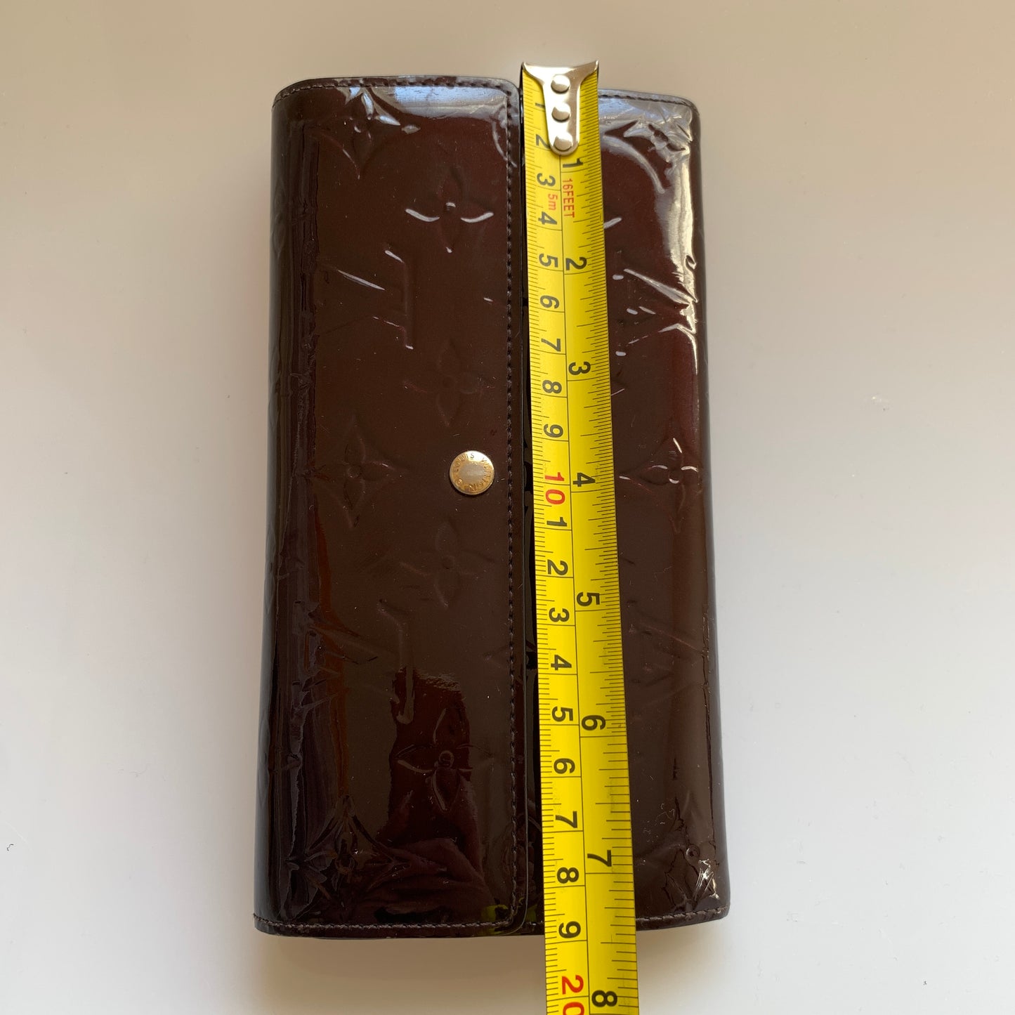 Louis Vuitton monogram vernis amarante patent leather women’s long wallet authe
