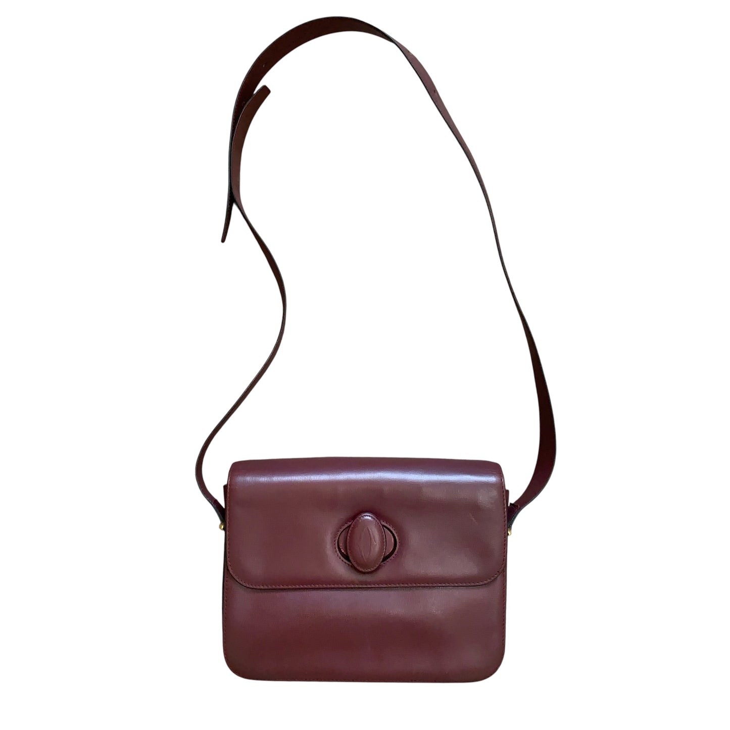 Cartier burgundy leather  shoulder crossbody bag authentic with COA
