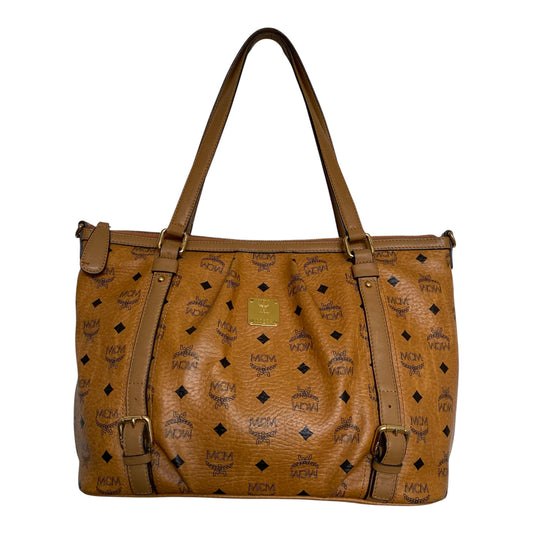 MCM cognac visetos tote  shoulder bag Authentic with COA