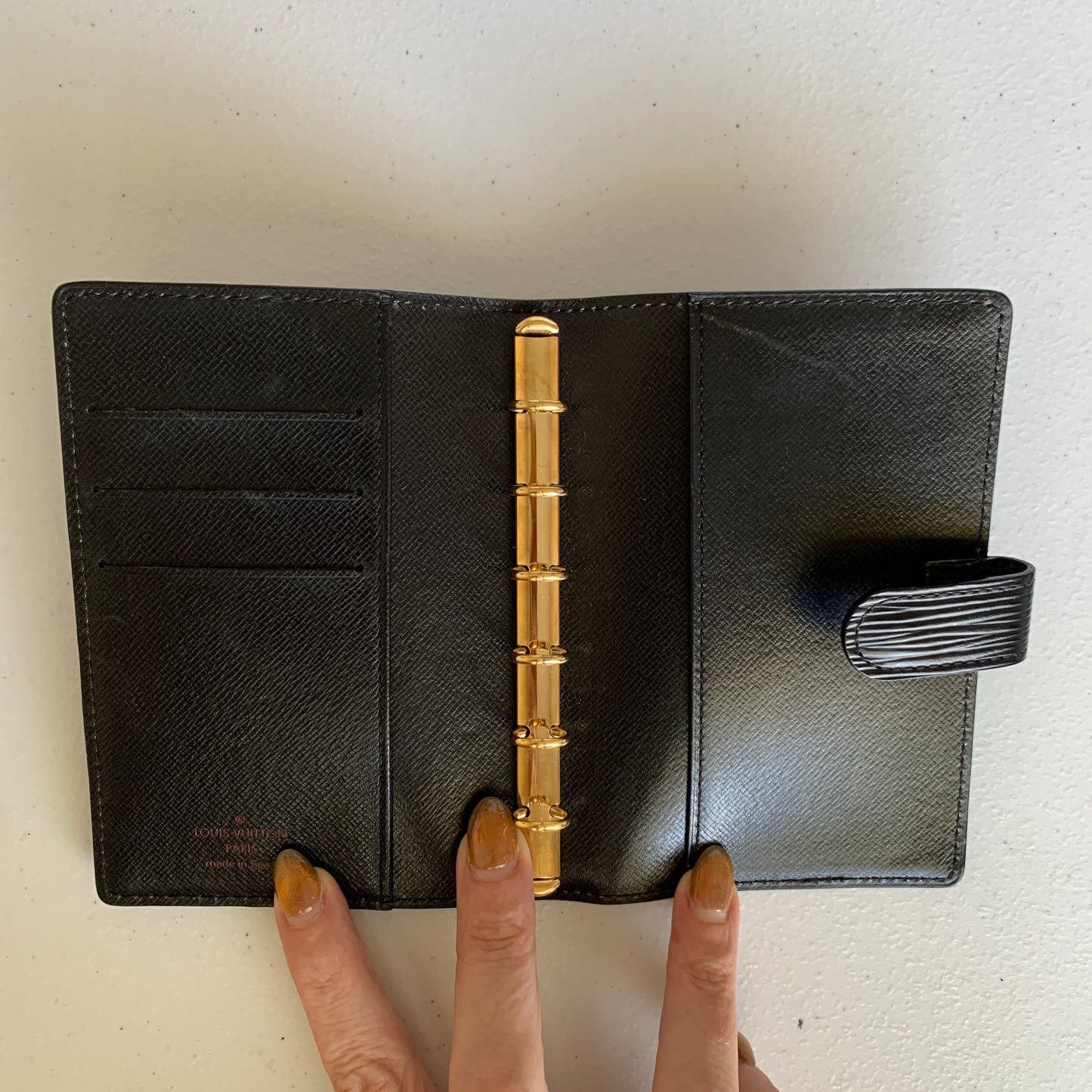 Louis Vuitton black Epi leather agenda PM CA0957 authentic with COA