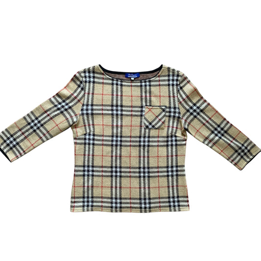 Burberry classic check wool blended top women’s size M Authentic with COA