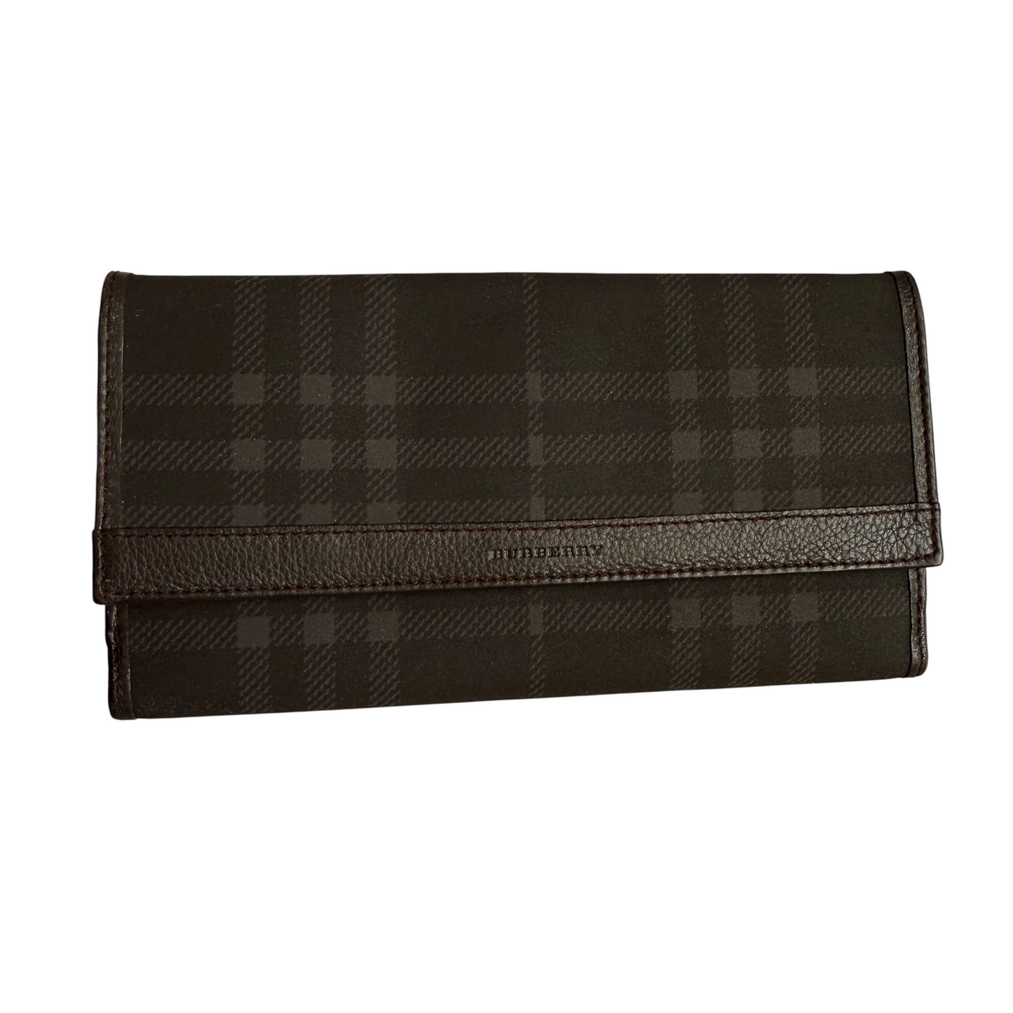 Burberry brown check canvas and leather wallet authentic with COA