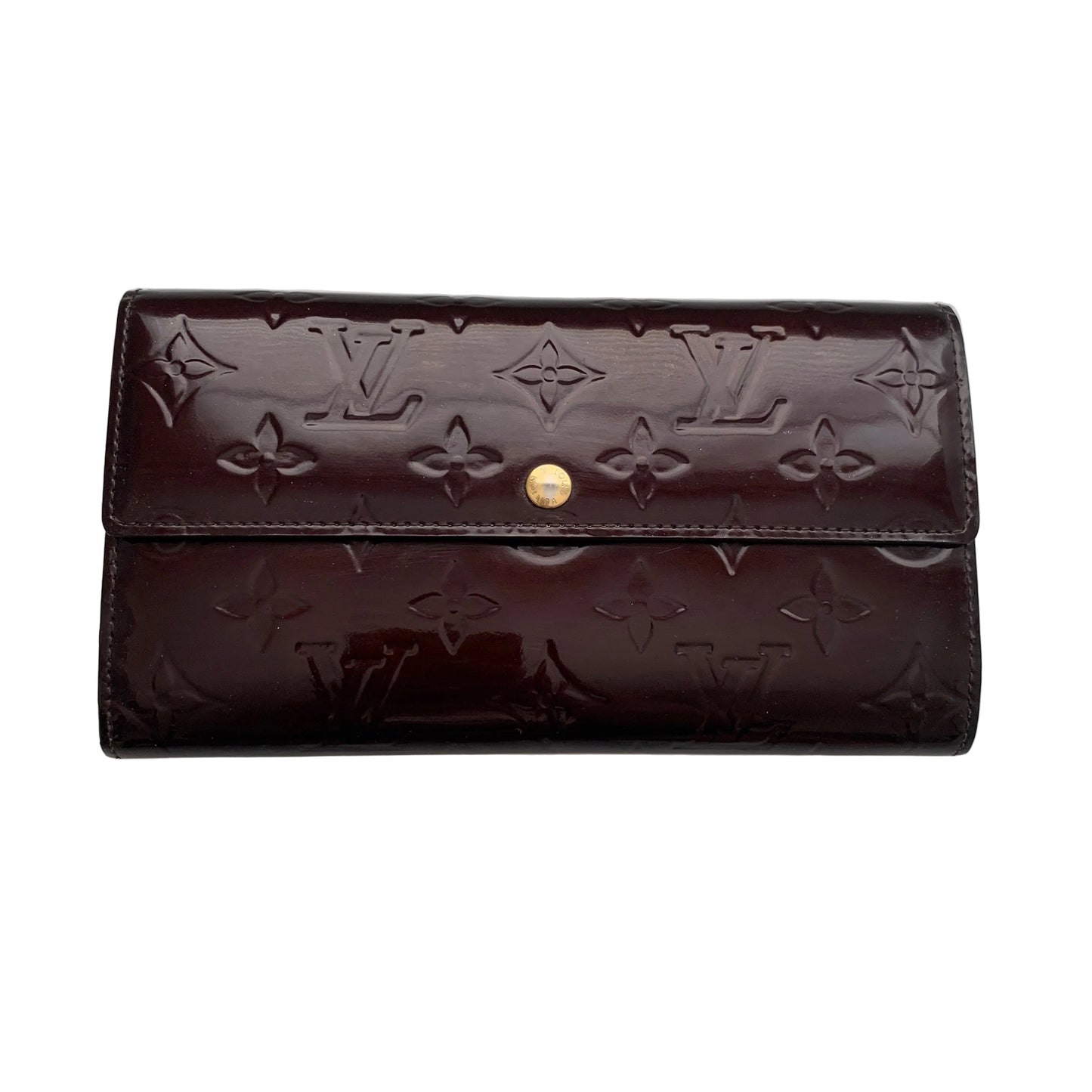 Louis Vuitton vernis patent Leather amarante long wallet tn0191 authentic with