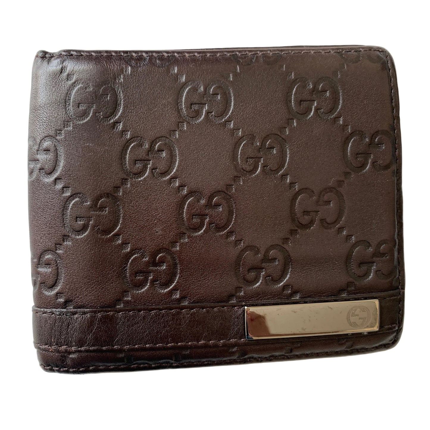 Gucci monogram brown leather men’s bifold wallet Authentic with COA