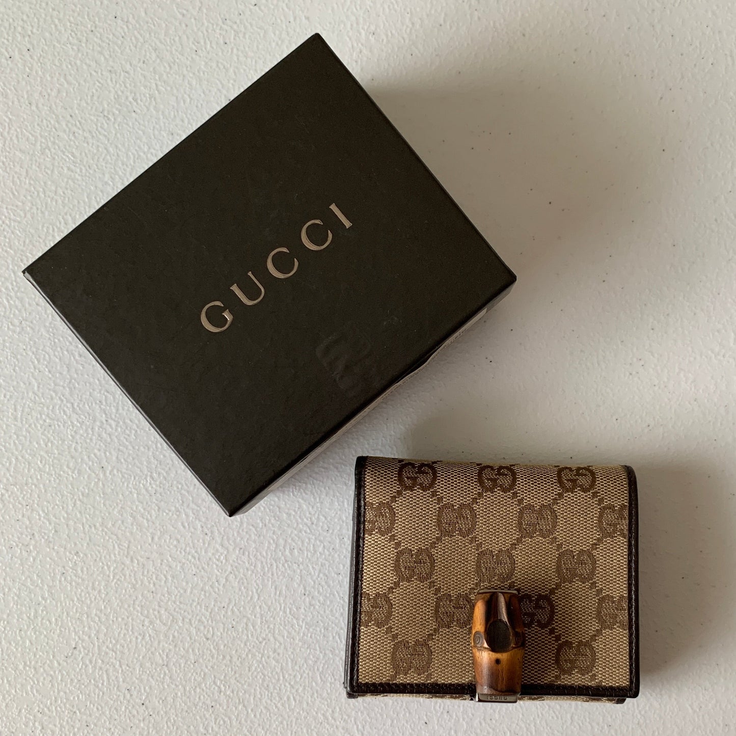 Gucci bamboo monogram compact Wallet Authentic with COA and box
