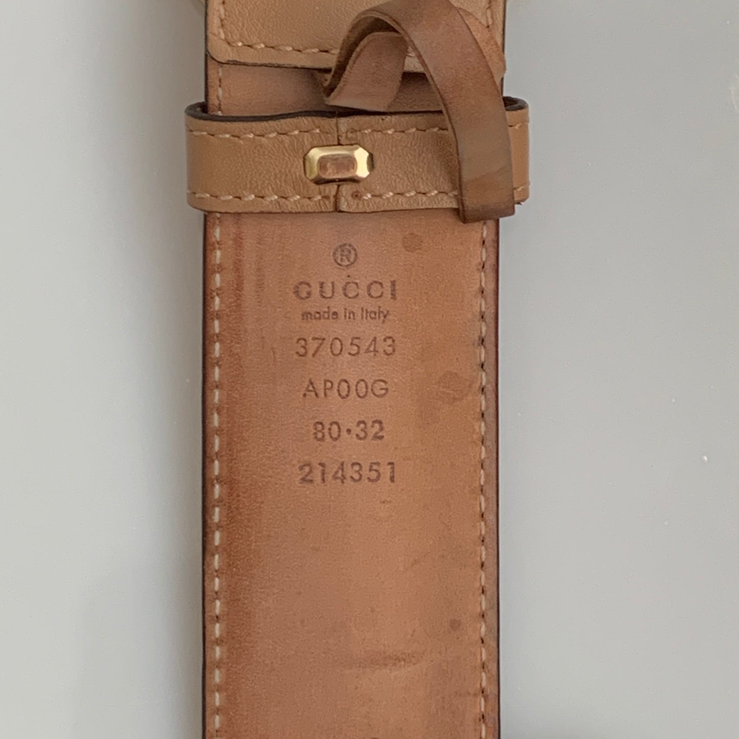 Gucci beige leather Belt authentic with COA size 80cm 32 inch