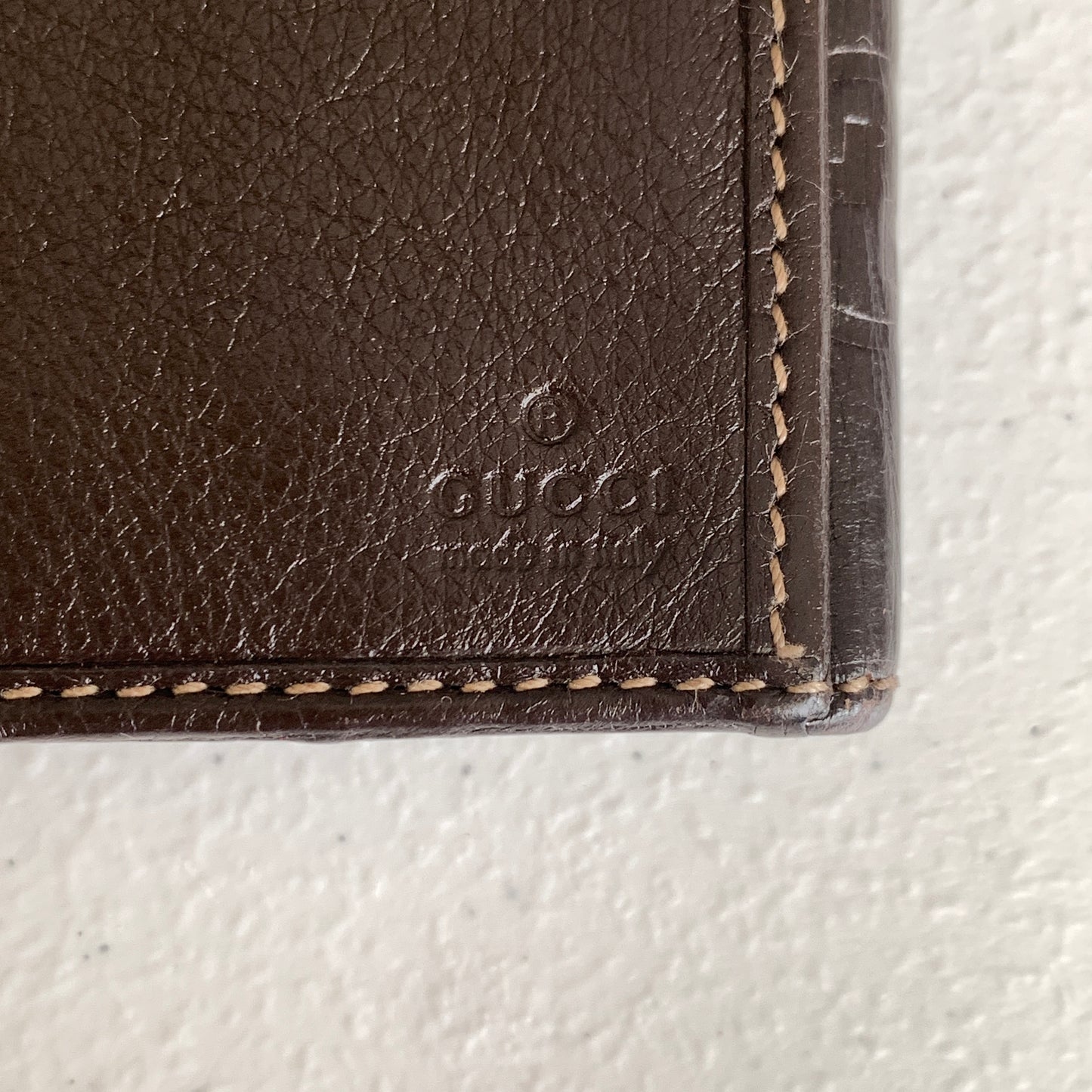 Gucci GG charm brown monogram leather long wallet Authentic with COA 7.4x4