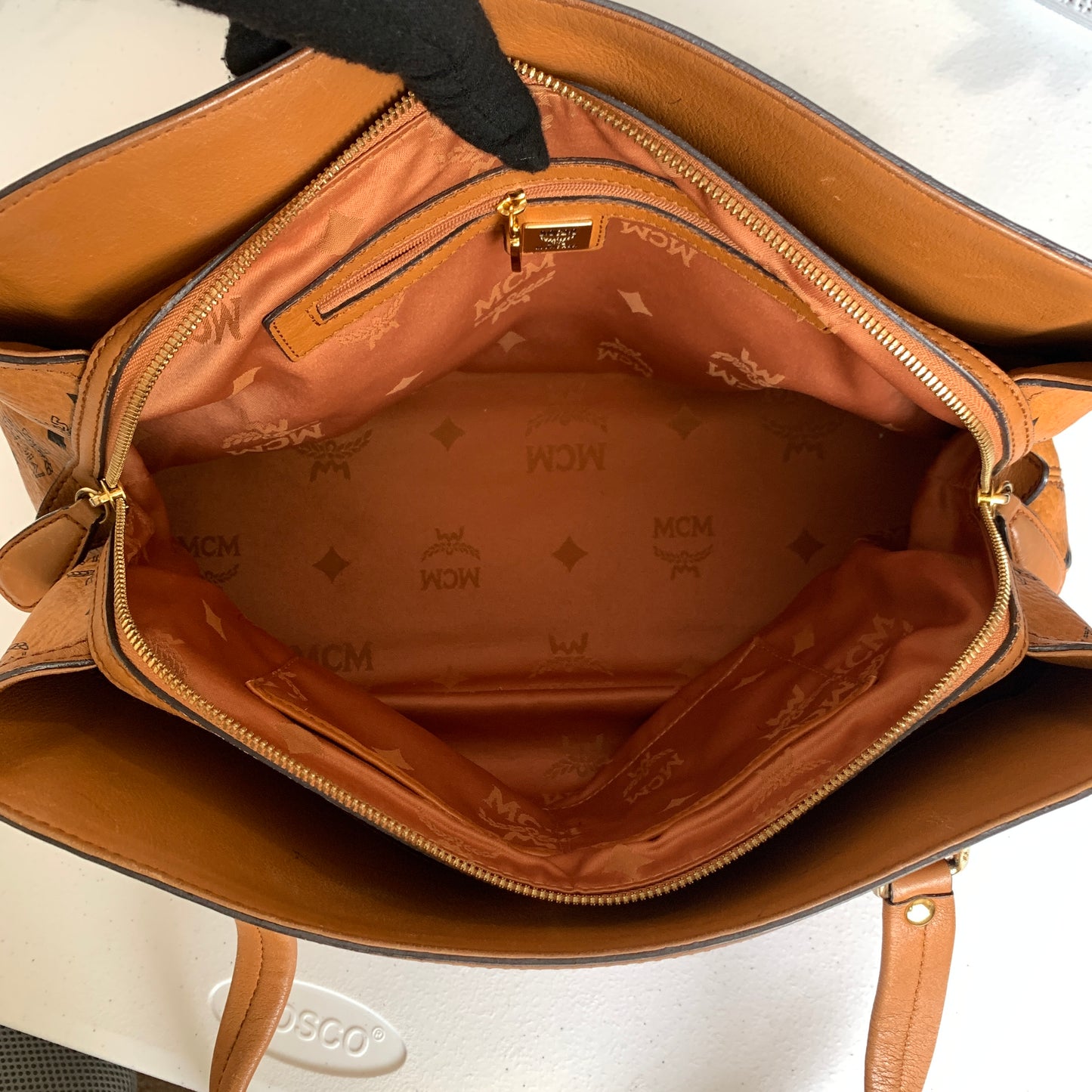 MCM cognac visetos shoulder bag Authentic with COA