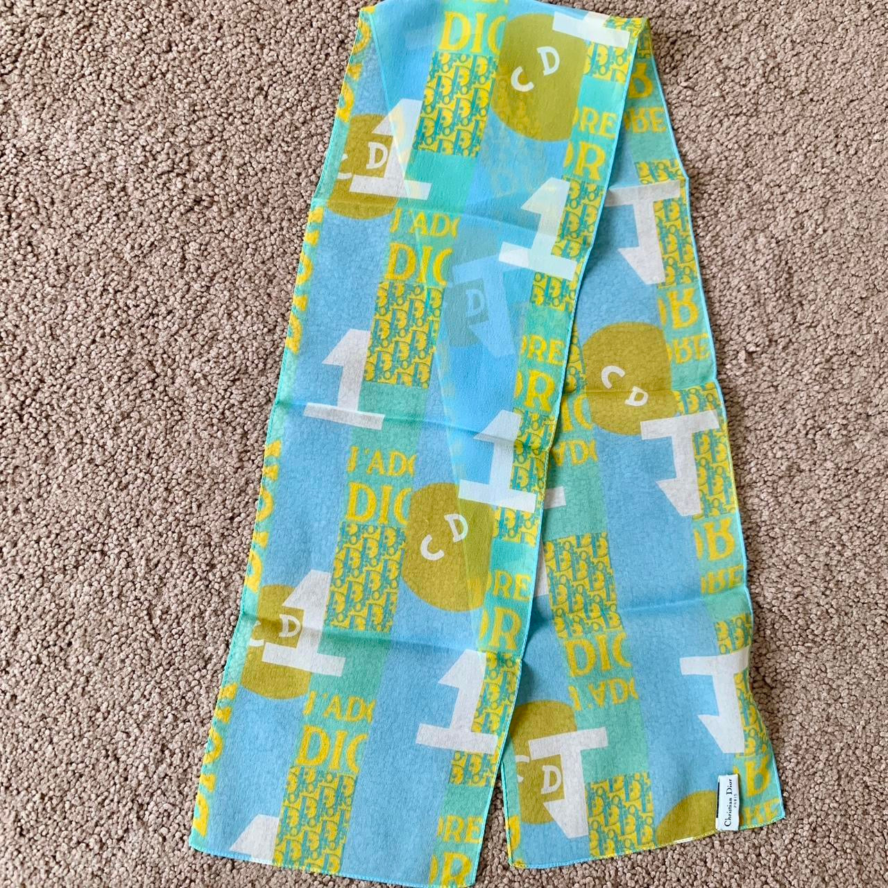 Authentic Vintage Christian Dior women’s silk logo scarf