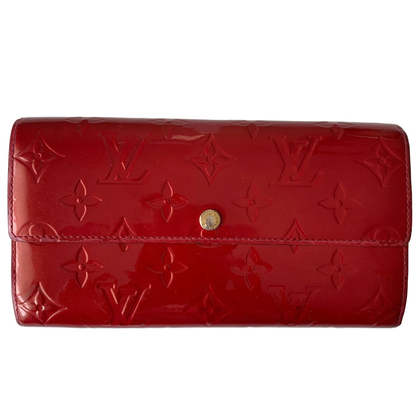 Louis Vuitton monogram Red Vernis patent leather Wallet ts4122 authentic with