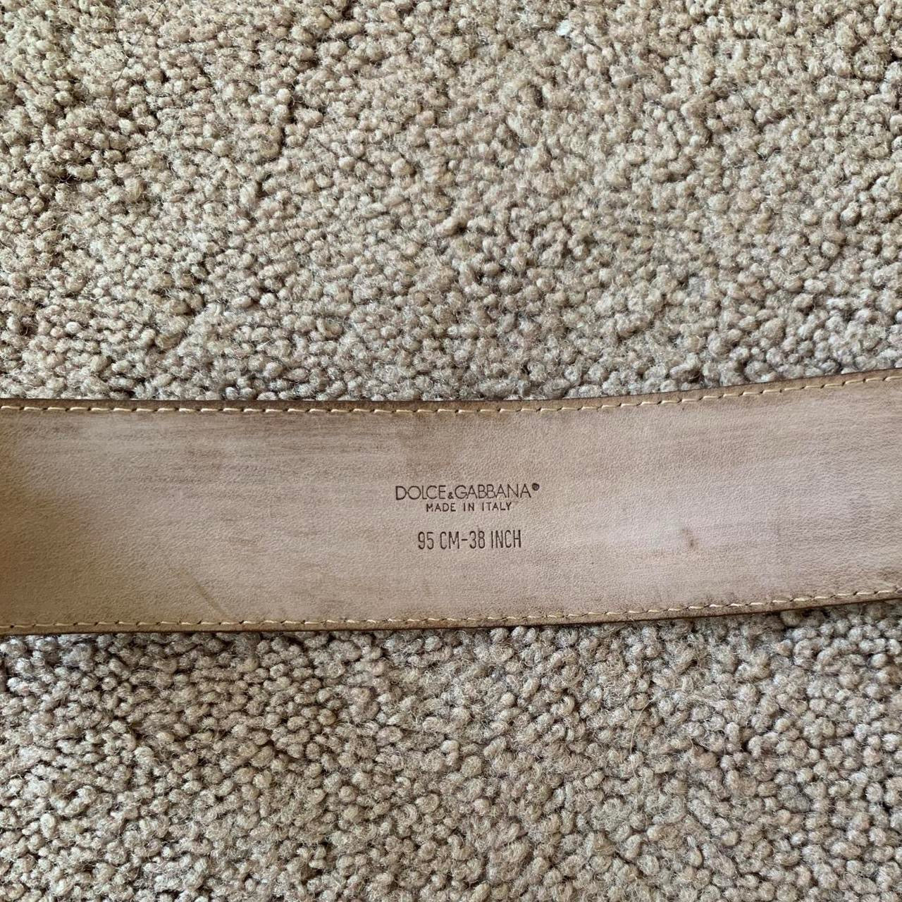 Authentic Dolce & Gabbana first line unisex brown leather belt with silver and gold toned buckle 95 cm/38 inch