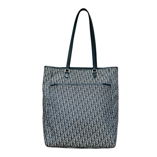 Dior blue oblique trotter tote bag authentic with COA 11x12x5