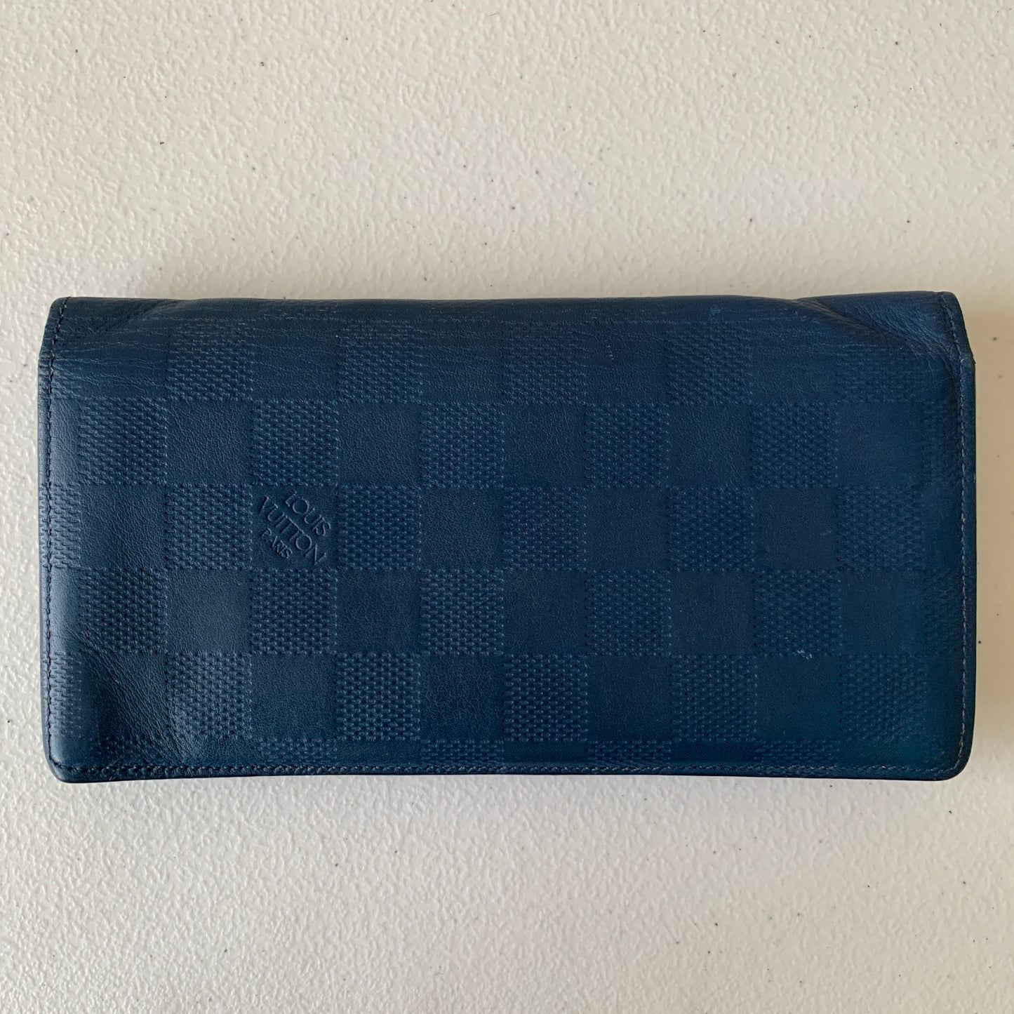 Louis Vuitton damier Blue leather brazza wallet CA0134 authentic with COA 3.8x