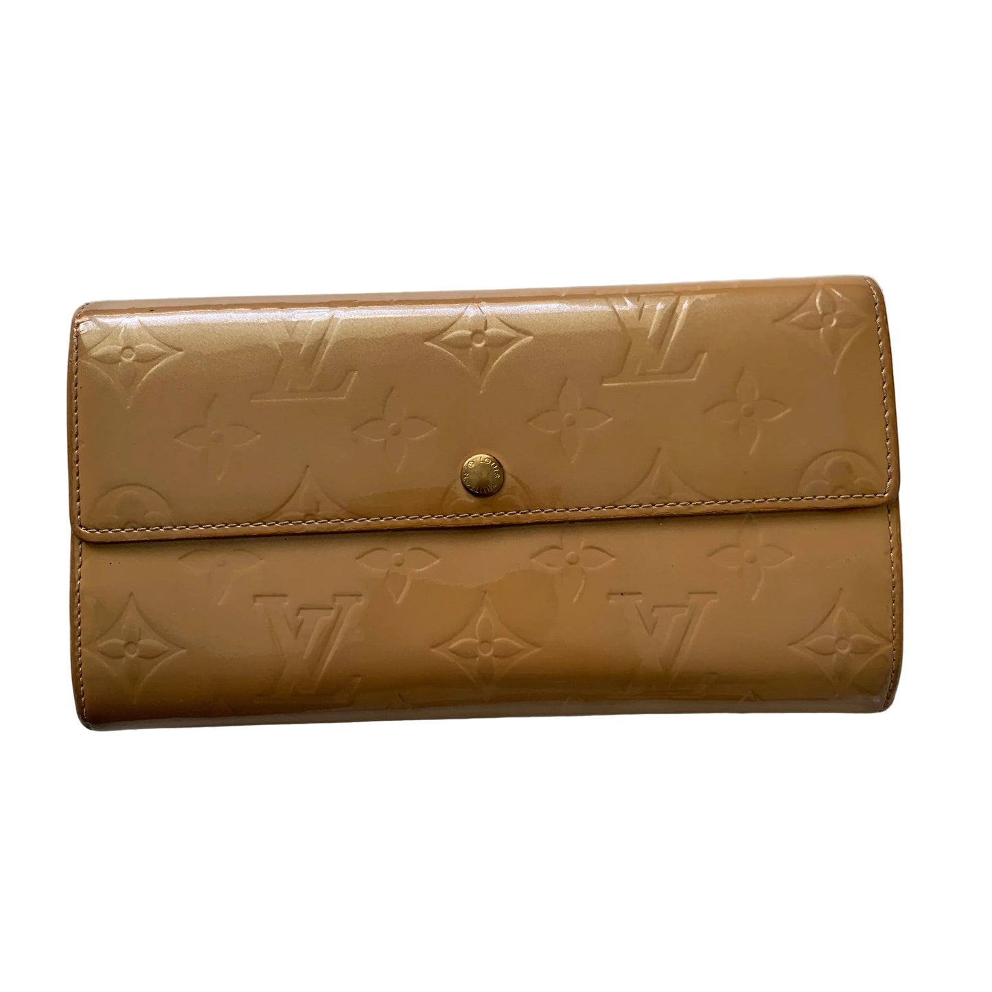 Louis Vuitton beige vernis long wallet TH0046 Authentic with COA