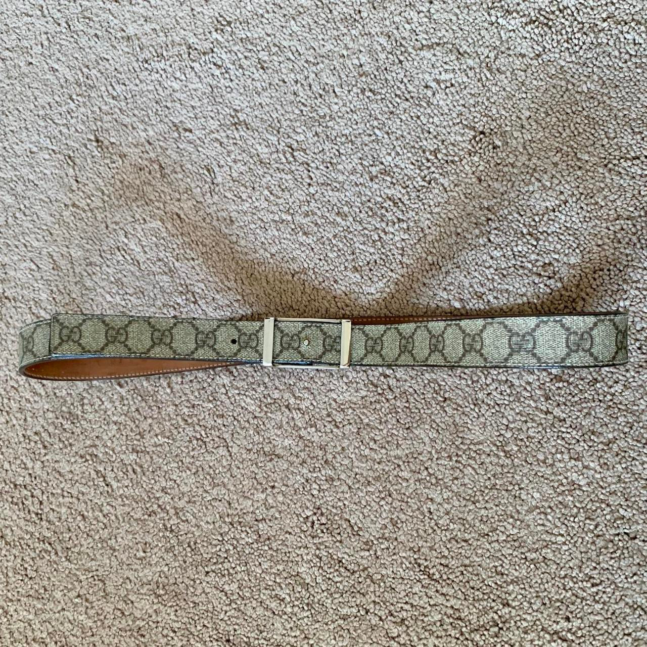 Authentic Gucci unisex monogram belt with silver buckle