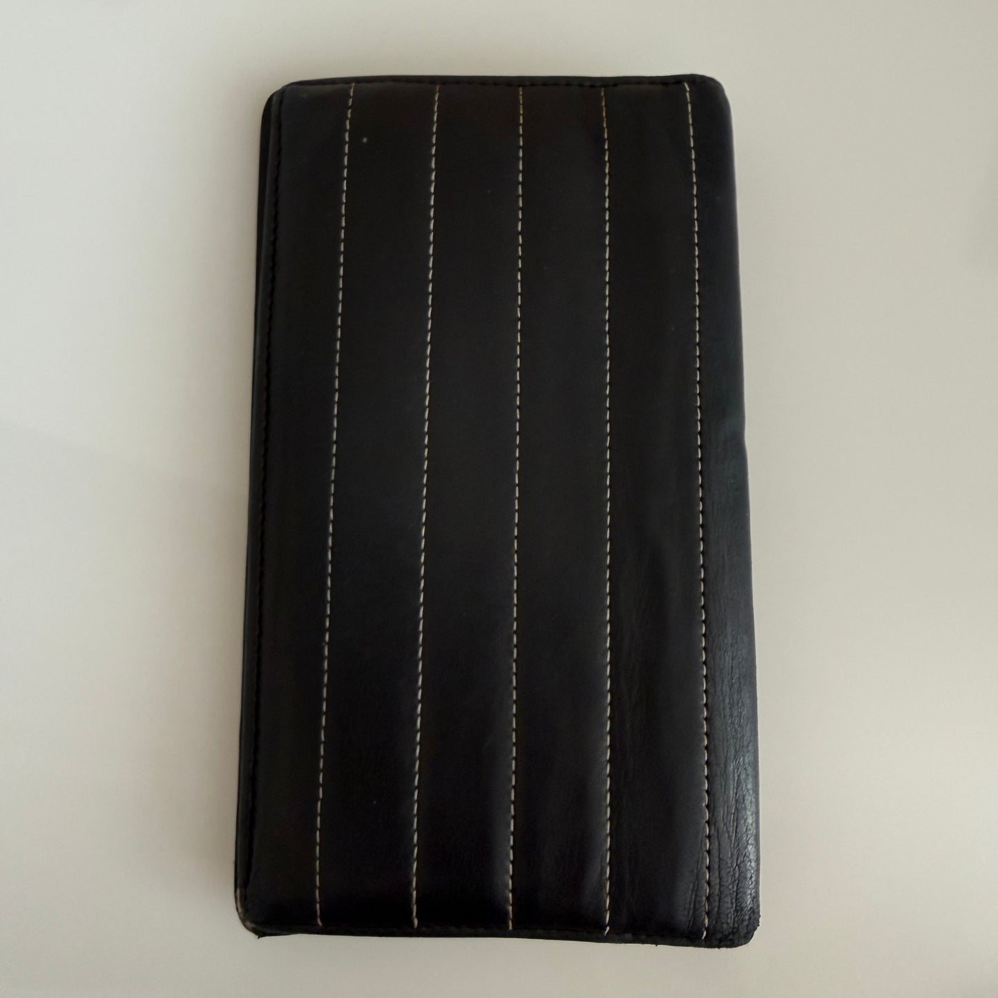 Chanel vertical quilted lambskin black leather wallet card holder authentic wit