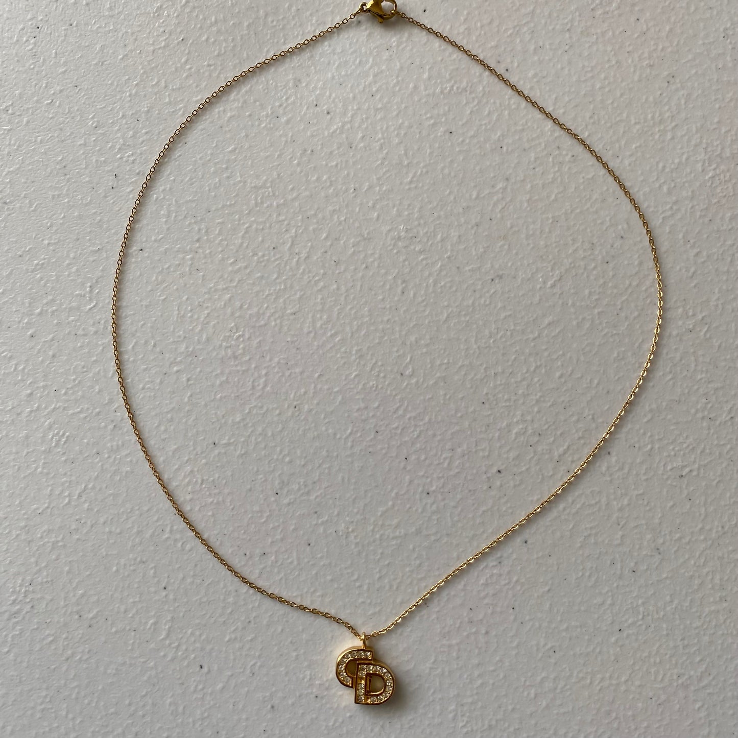 Dior gold plated necklace CD pendant with Authentic with coa