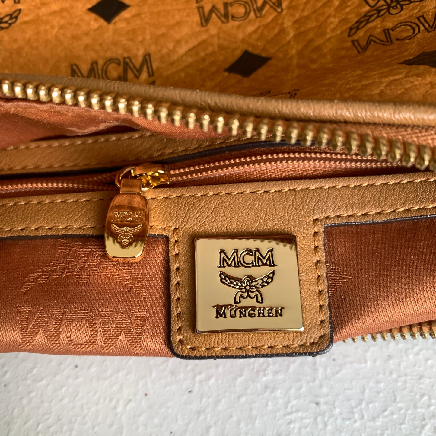 MCM cognac shoulder bag Authentic with COA