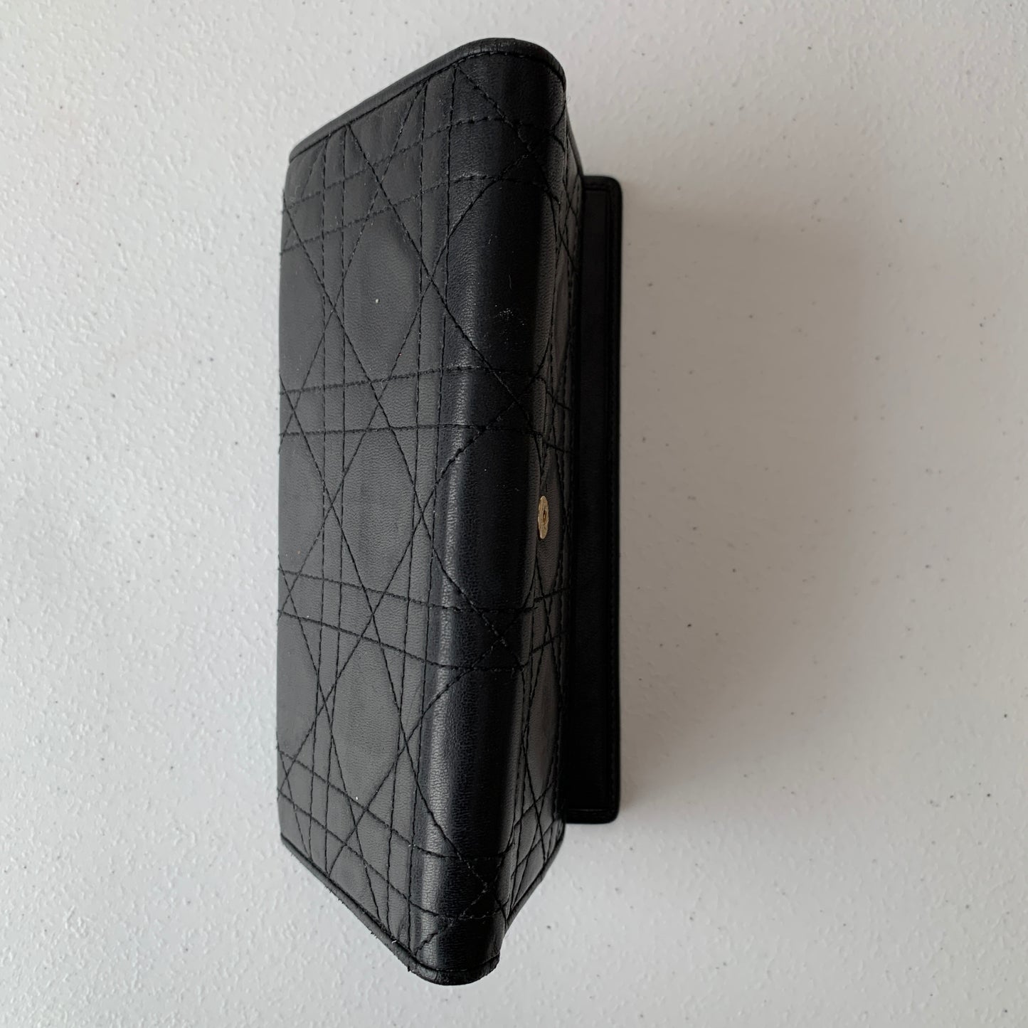 Christian Dior cannage Black leather long wallet authentic with COA