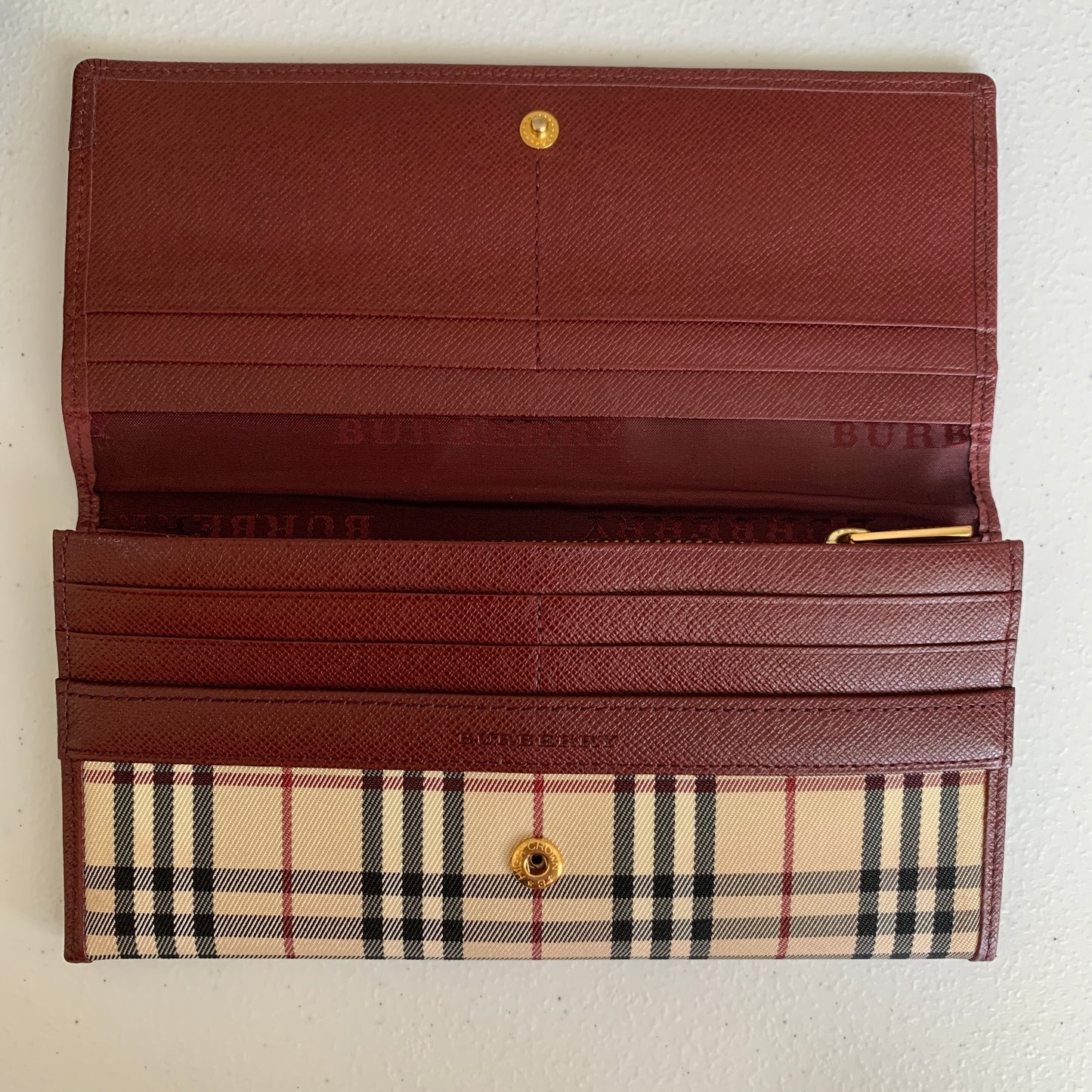 Burberry long flap classic check Wallet authentic with COA