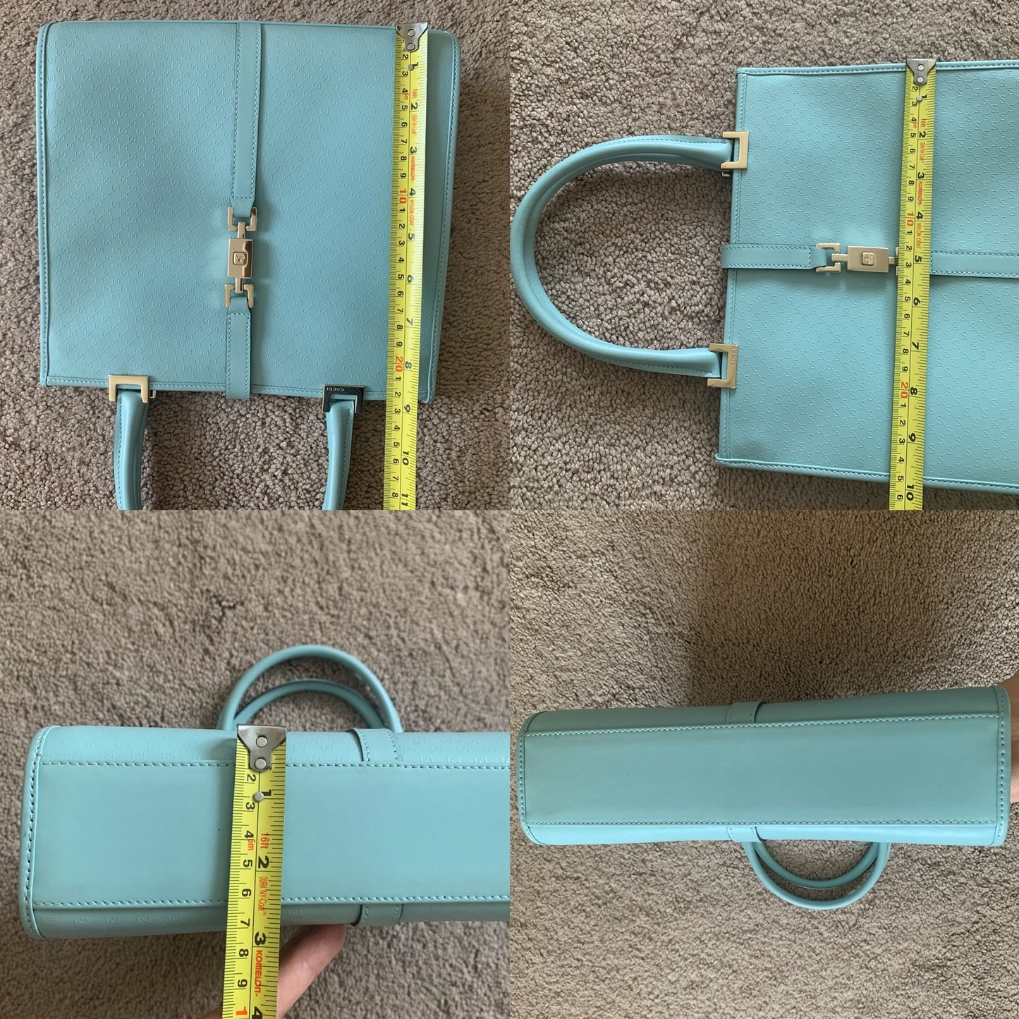 Gucci micro GG Jackie bag in light blue leather with dust bag and COA