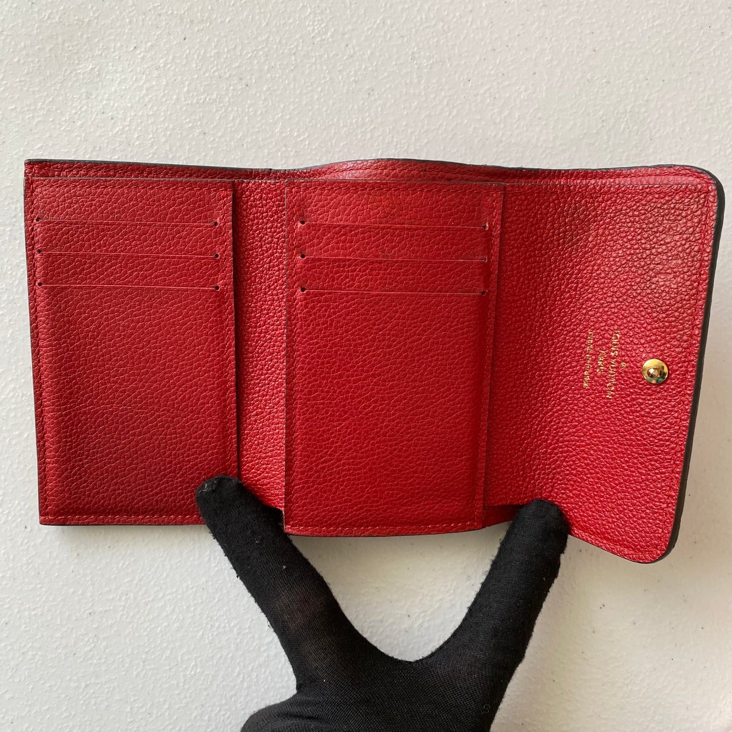 Louis Vuitton monogram red leather wallet TN4186 Authentic with coa box 4.8x3.5
