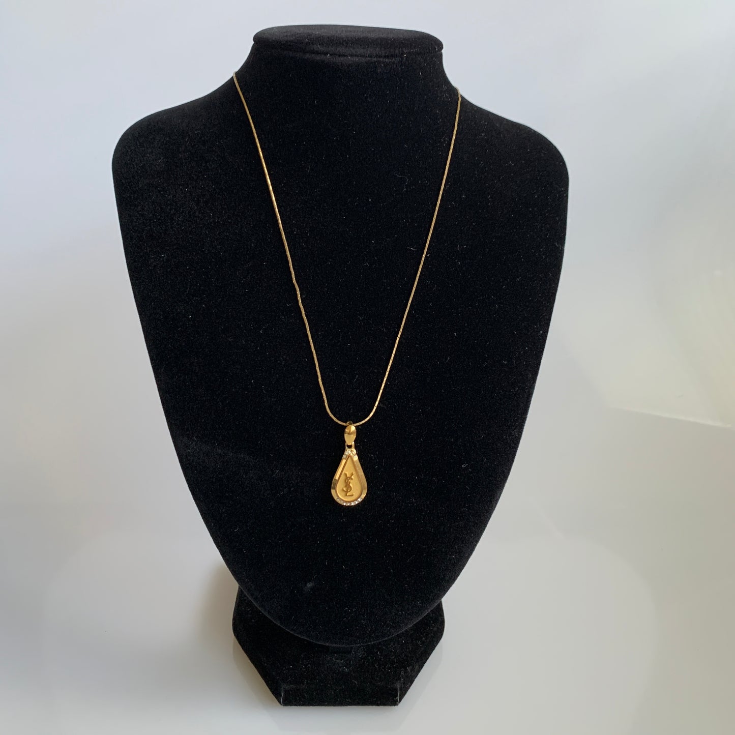Yves Saint Laurent YSL logo gold plated Necklace authentic with COA