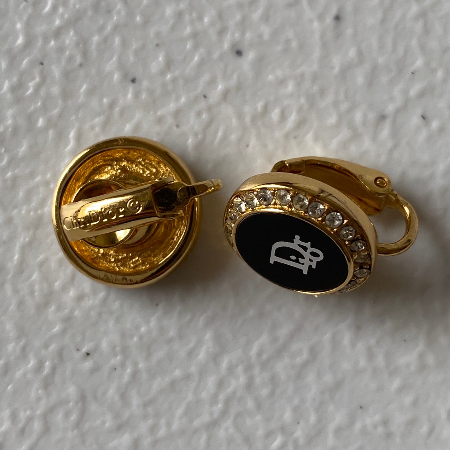 Dior round logo clip-on gold plated earrings