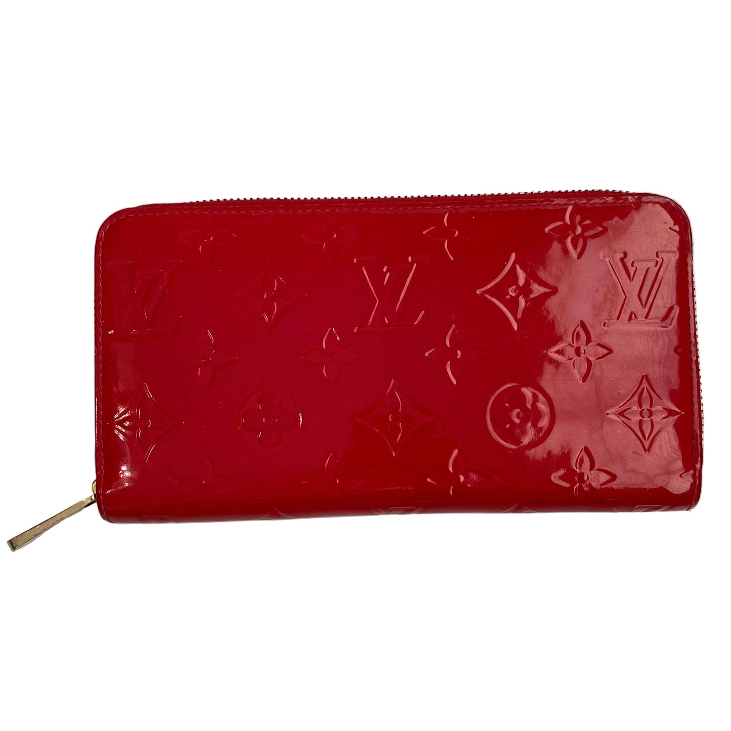 Louis Vuitton red vernis monogram MI2185 zippy wallet authentic with coa box and dusty