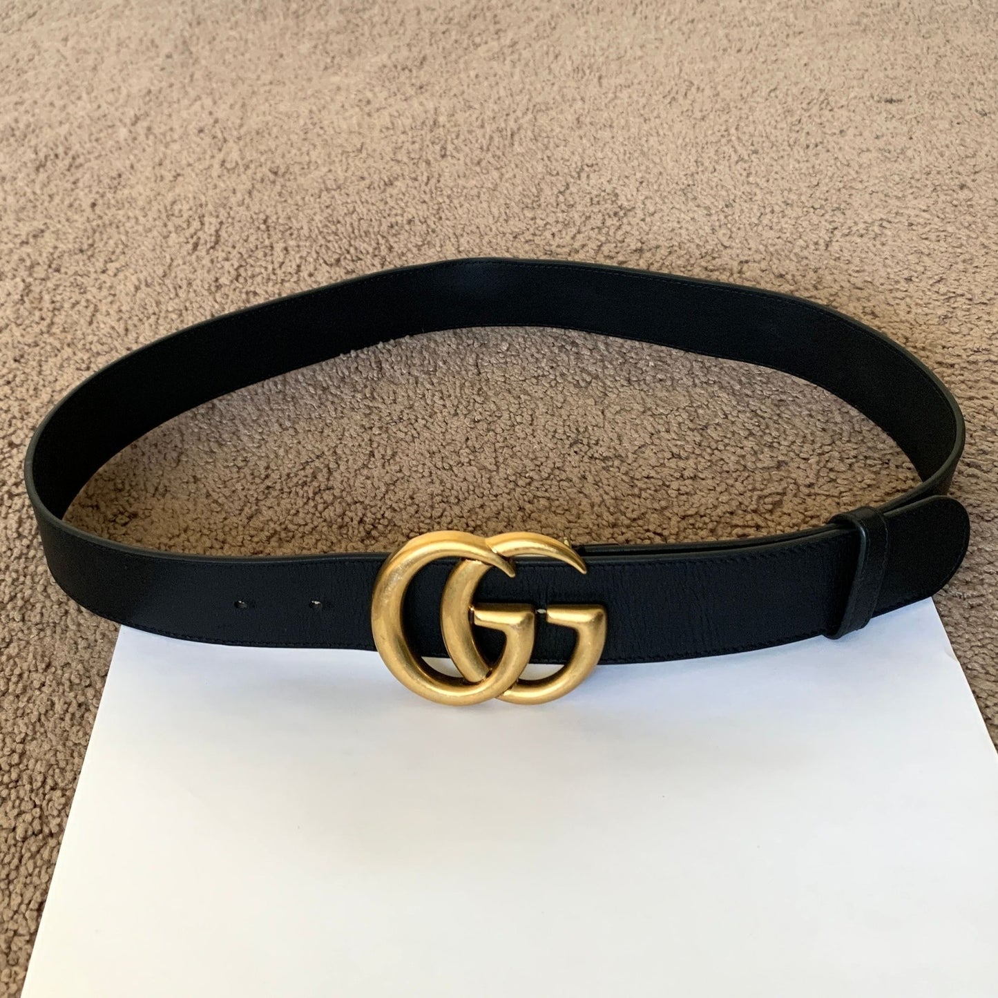 G1014 Gucci unisex GG marmont black leather belt size 34